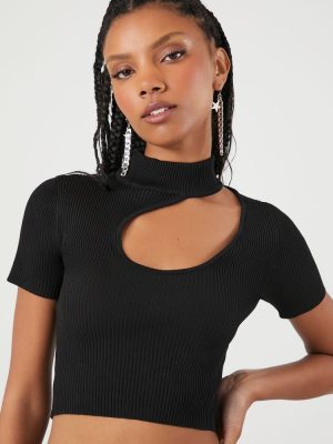 Sweater-Knit Cutout Crop Top