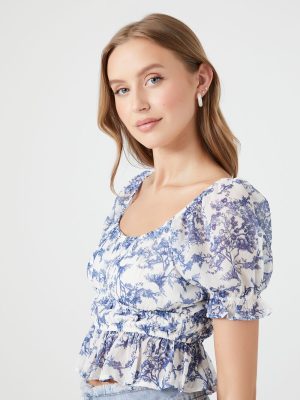 Floral Print Puff-Sleeve Top