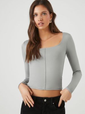 Fitted Long-Sleeve Crop Top