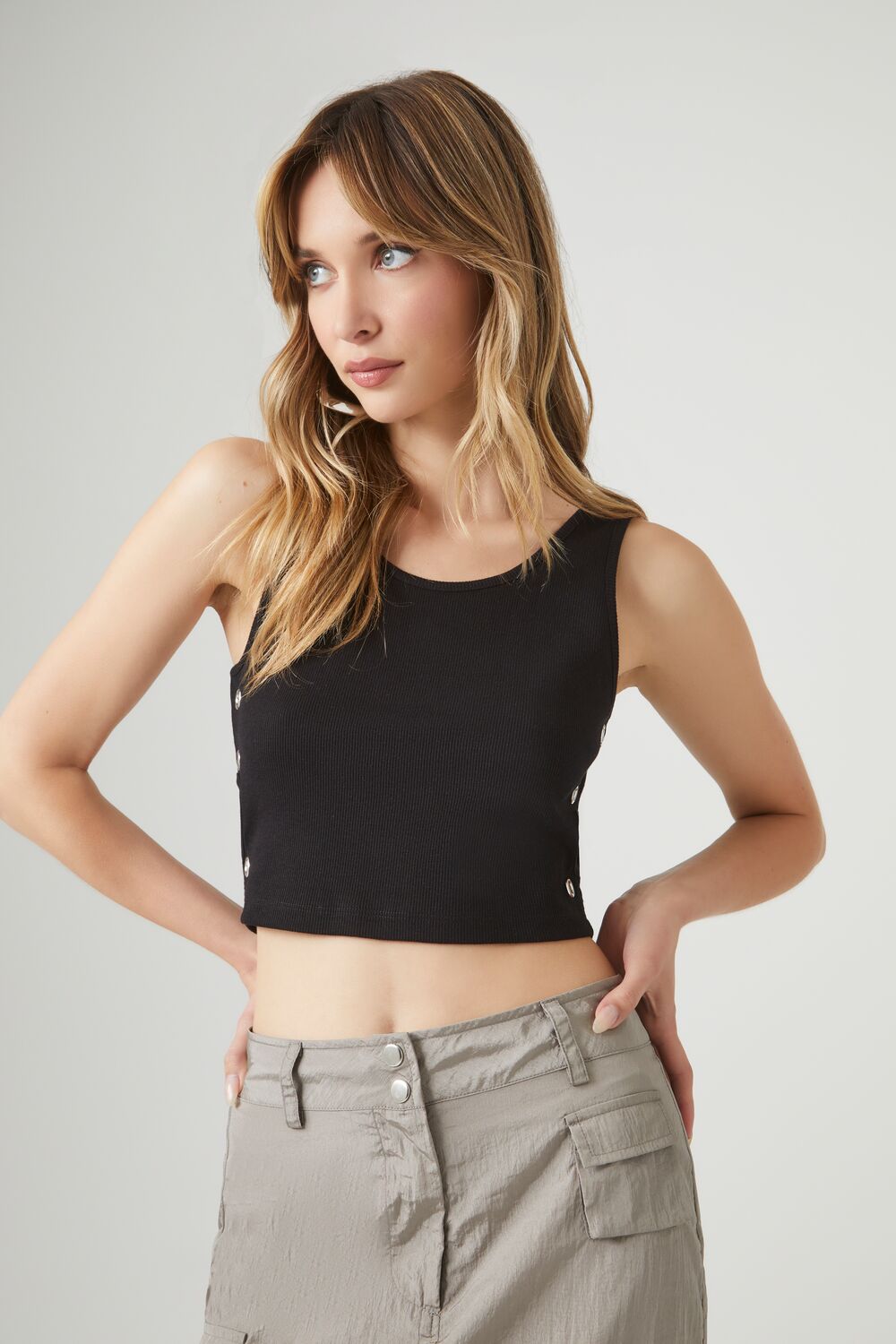 Eyelet Cropped Tank Top