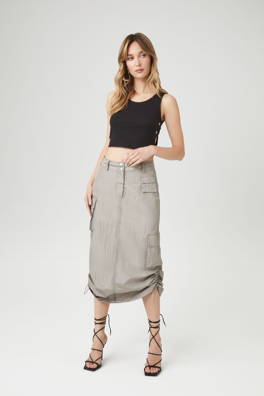 Eyelet Cropped Tank Top - Image 4