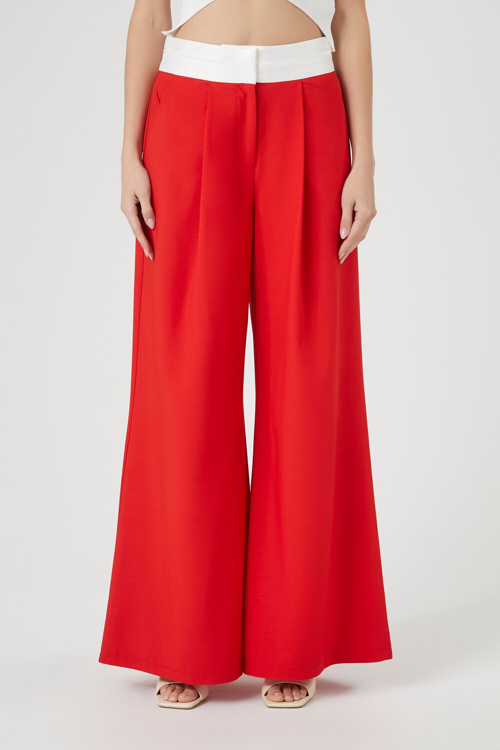 Contrast Wide-Leg Trousers - Image 2