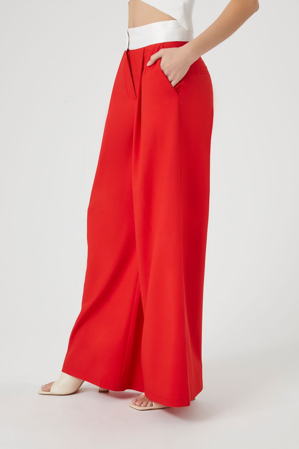 Contrast Wide-Leg Trousers - Image 3