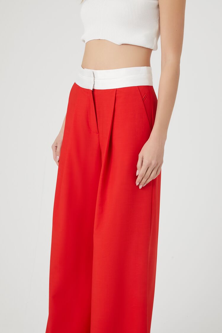 Contrast Wide-Leg Trousers - Image 6