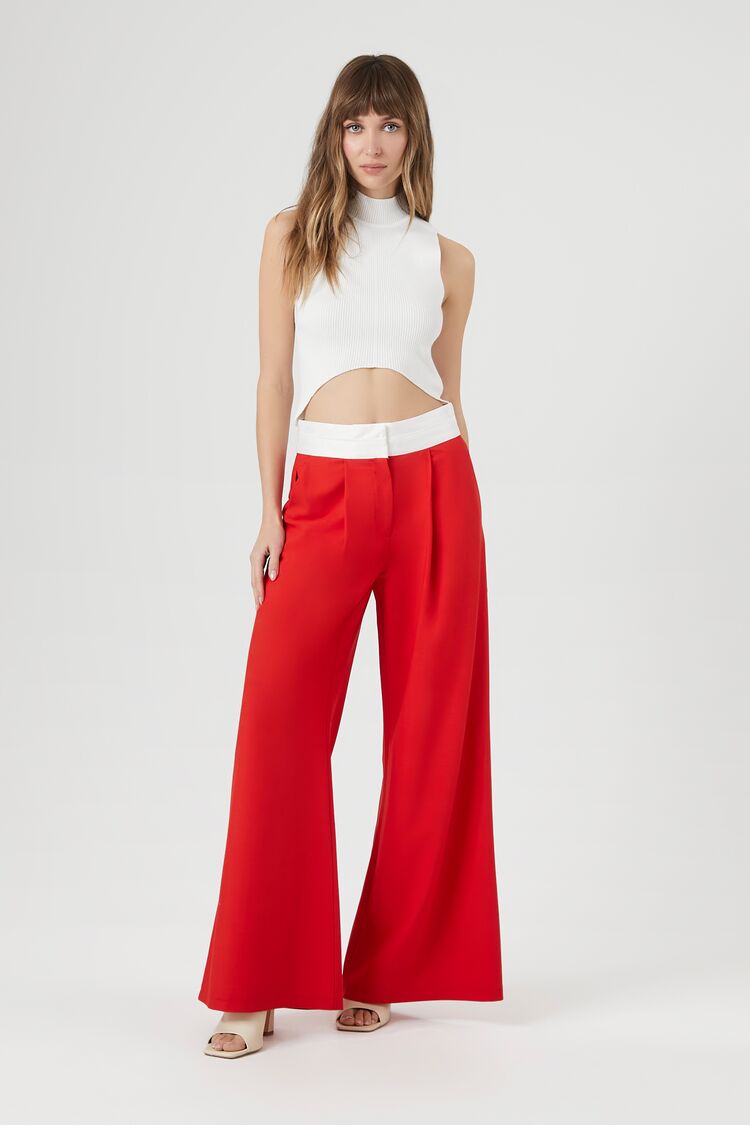 Contrast Wide-Leg Trousers - Image 7