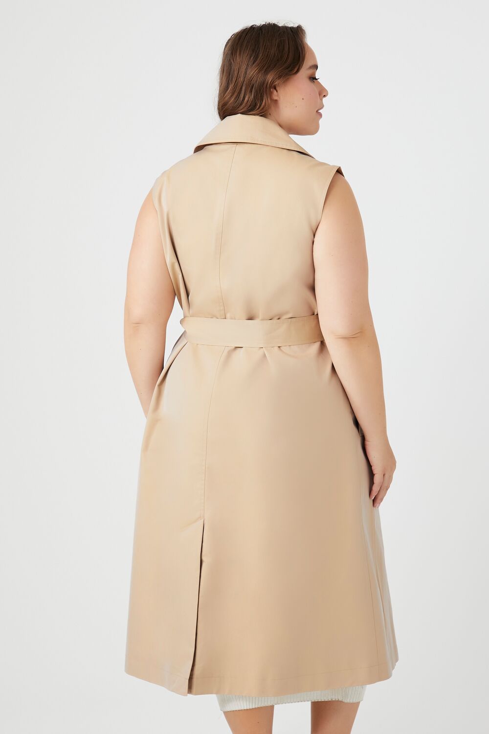 Plus Size Sleeveless Trench Coat - Image 3