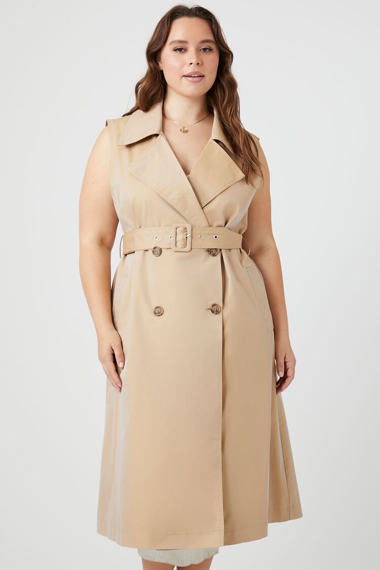 Plus Size Sleeveless Trench Coat - Image 4