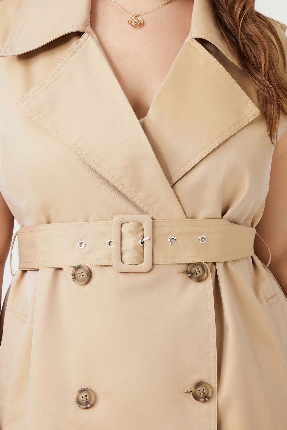 Plus Size Sleeveless Trench Coat - Image 5