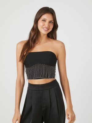 Rhinestone Fringe Tube Top