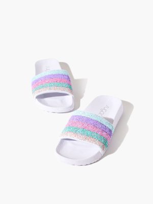 Girls Striped Sequin Slides (Kids)