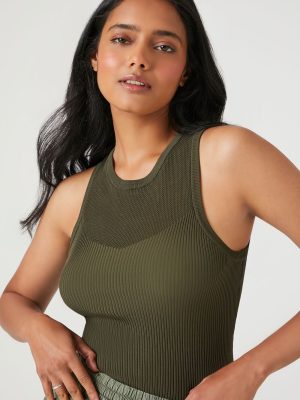 Sweater-Knit Sleeveless Bodysuit
