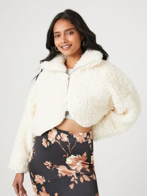 Faux Shearling Cropped Moto Jacket