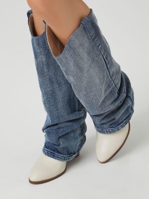 Denim & Faux Leather Boots