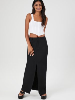 Twill Split-Hem Maxi Skirt