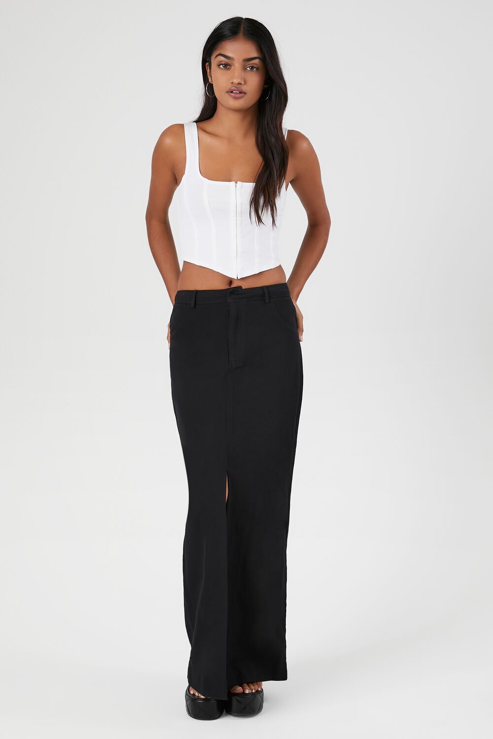 Twill Split-Hem Maxi Skirt - Image 5