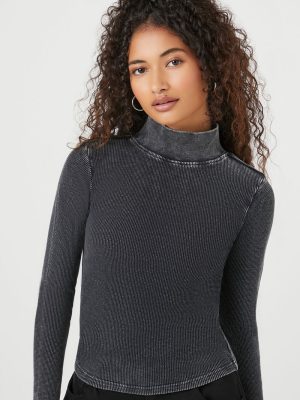 Waffle Knit Turtleneck Top