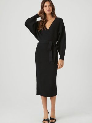 Sweater Midi Wrap Dress