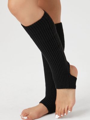 Ribbed Knit Stirrup Leg Warmers