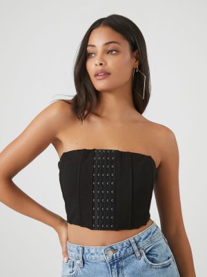 Hook-and-Eye Cropped Tube Top