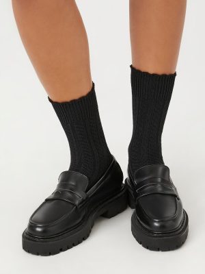 Pointelle Knit Crew Socks