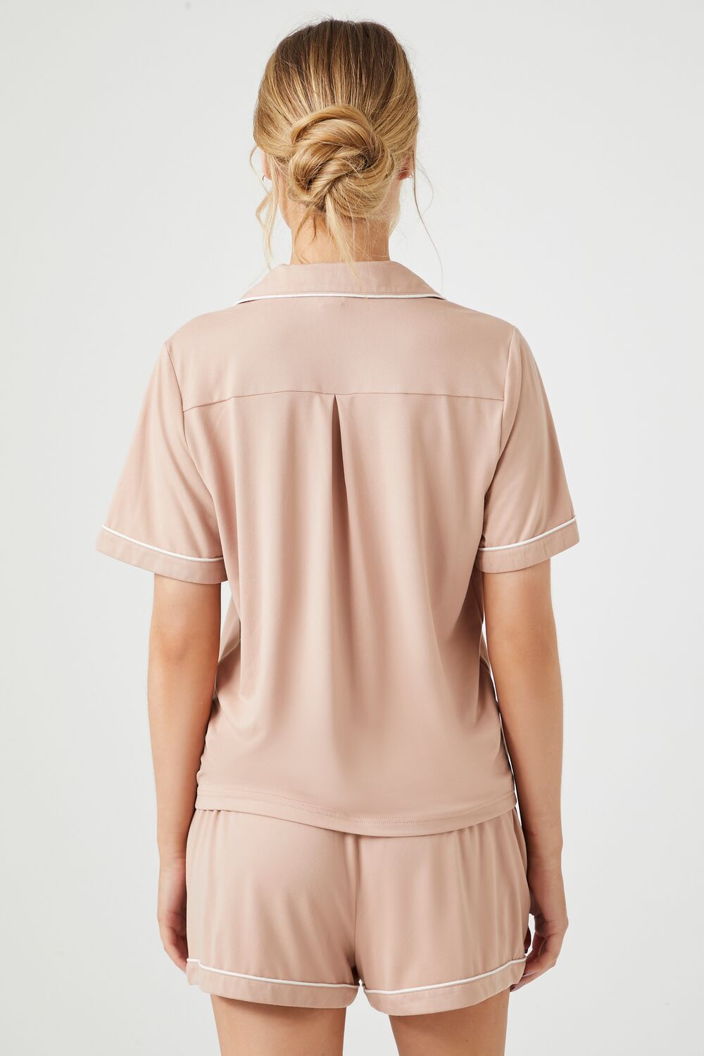 Piped-Trim Shirt & Shorts Pajama Set - Image 3