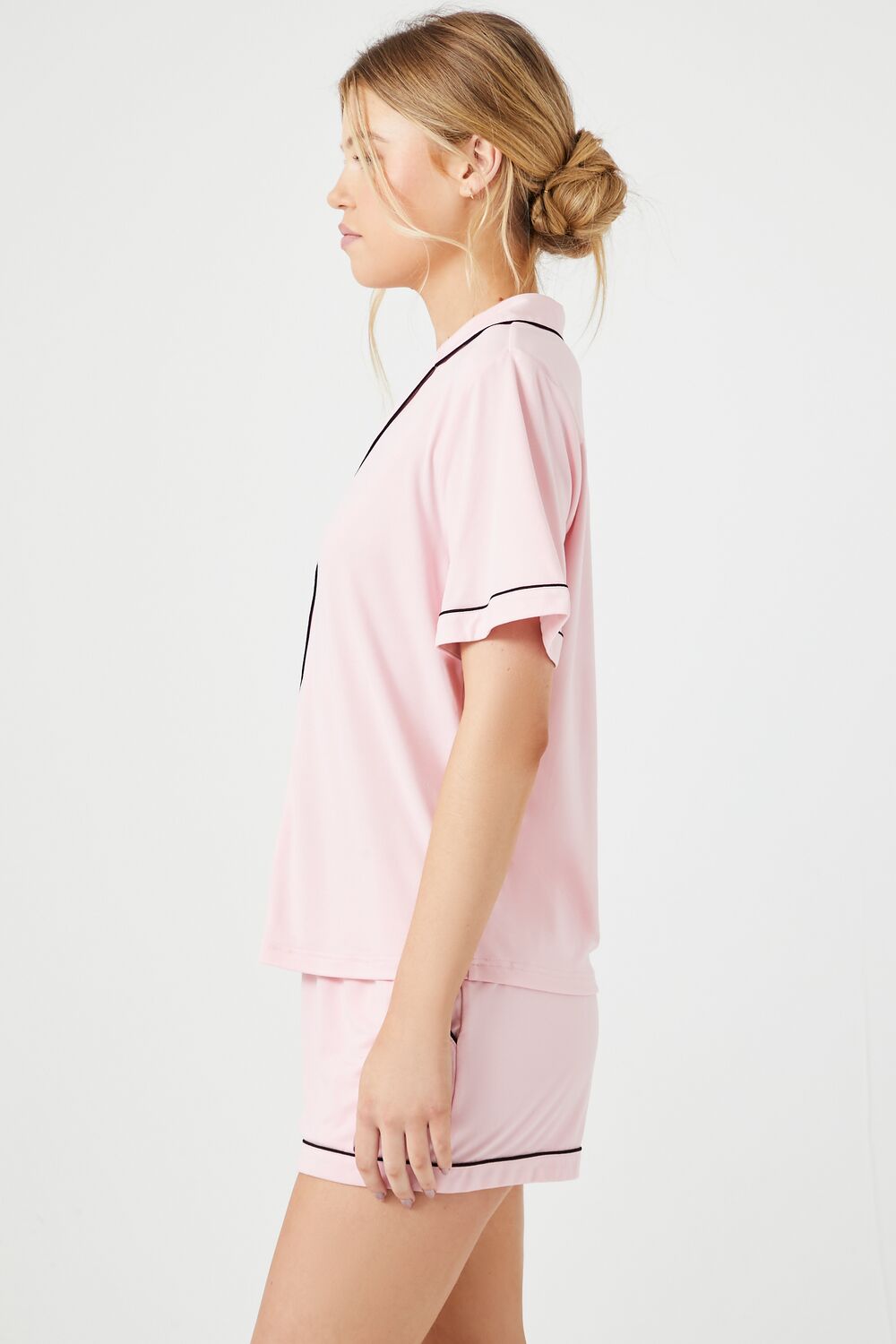 Piped-Trim Shirt & Shorts Pajama Set - Image 8