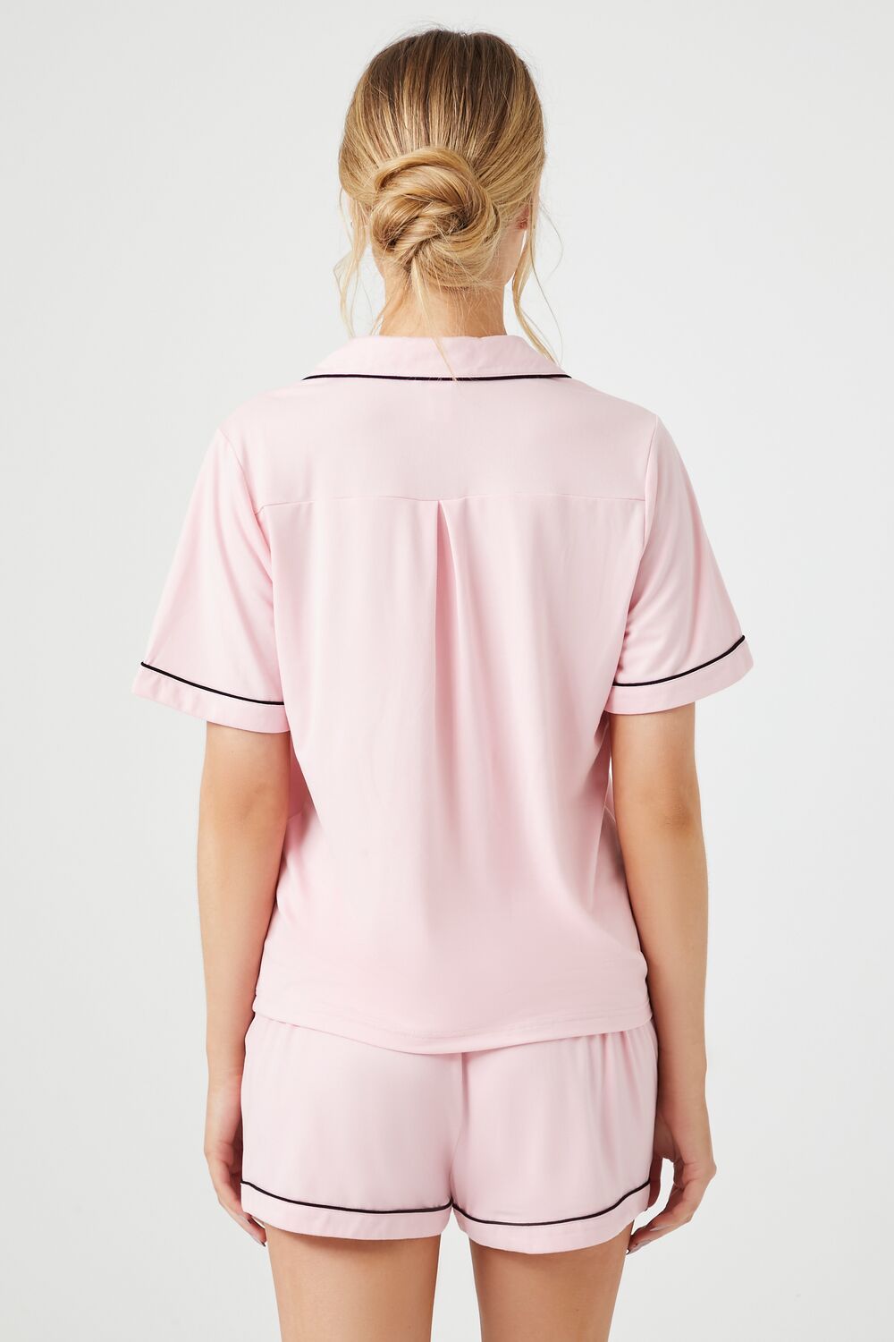 Piped-Trim Shirt & Shorts Pajama Set - Image 9