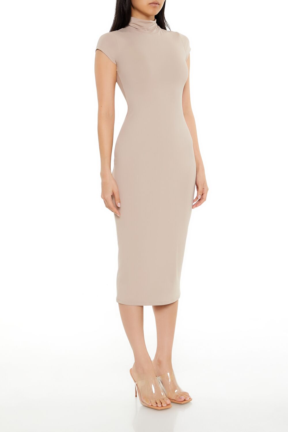 Turtleneck Bodycon Contour Sculpt Midi Dress - Image 8