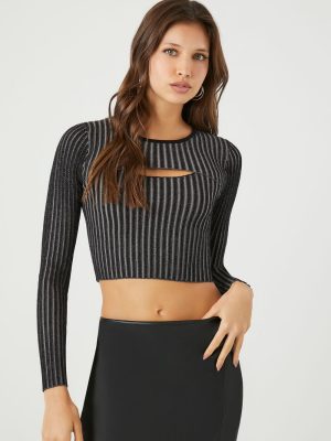 Cutout Sweater-Knit Crop Top