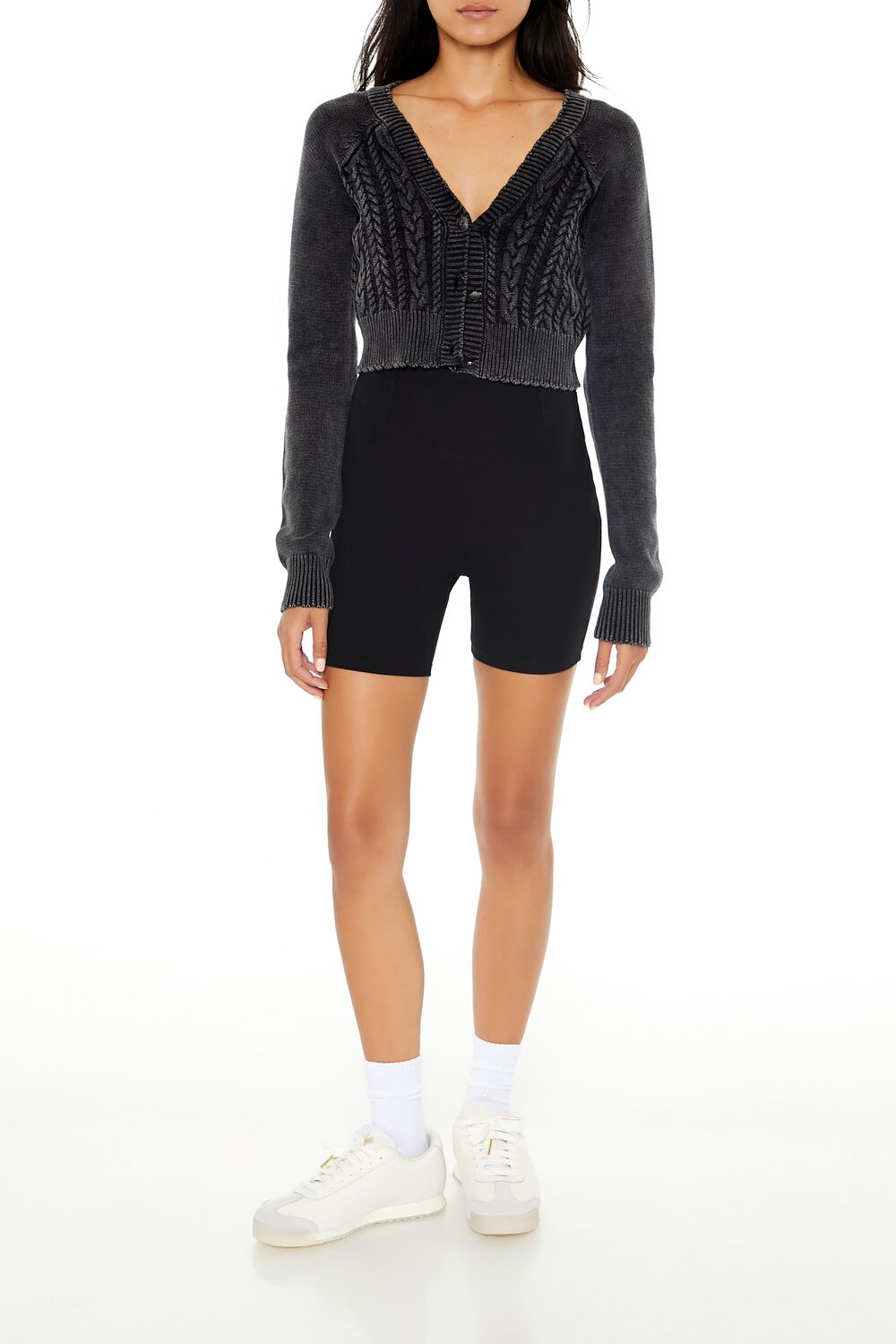 Cropped Mineral Wash Cardigan Sweater - Image 2