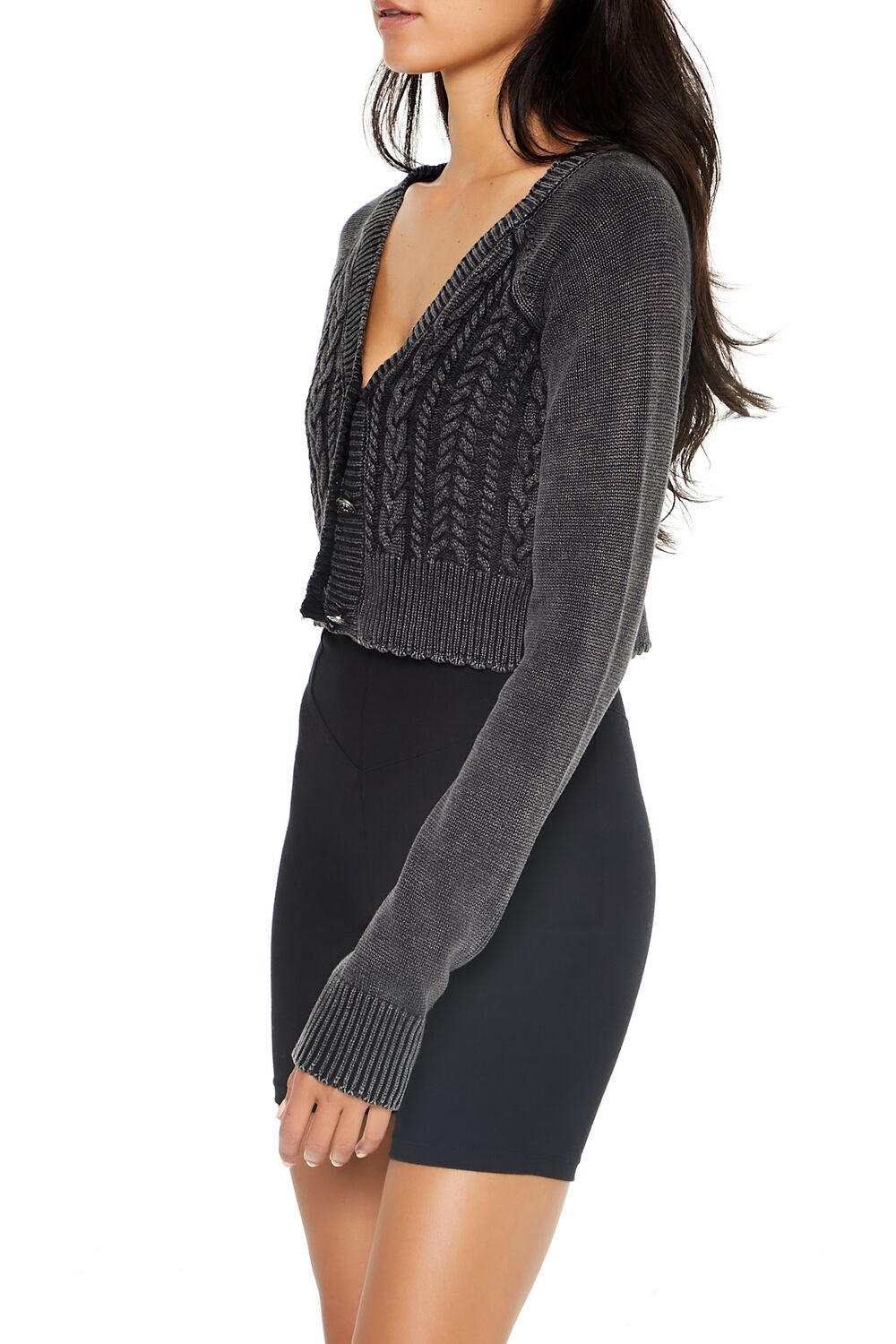 Cropped Mineral Wash Cardigan Sweater - Image 4