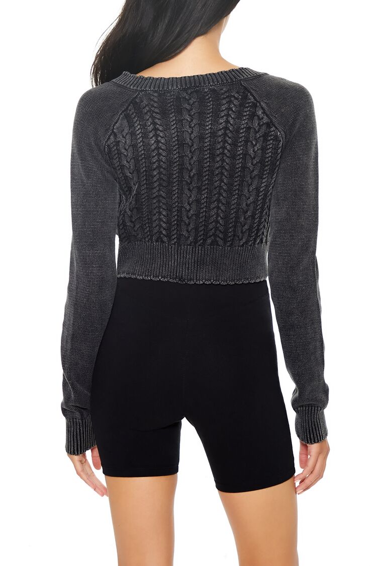 Cropped Mineral Wash Cardigan Sweater - Image 5