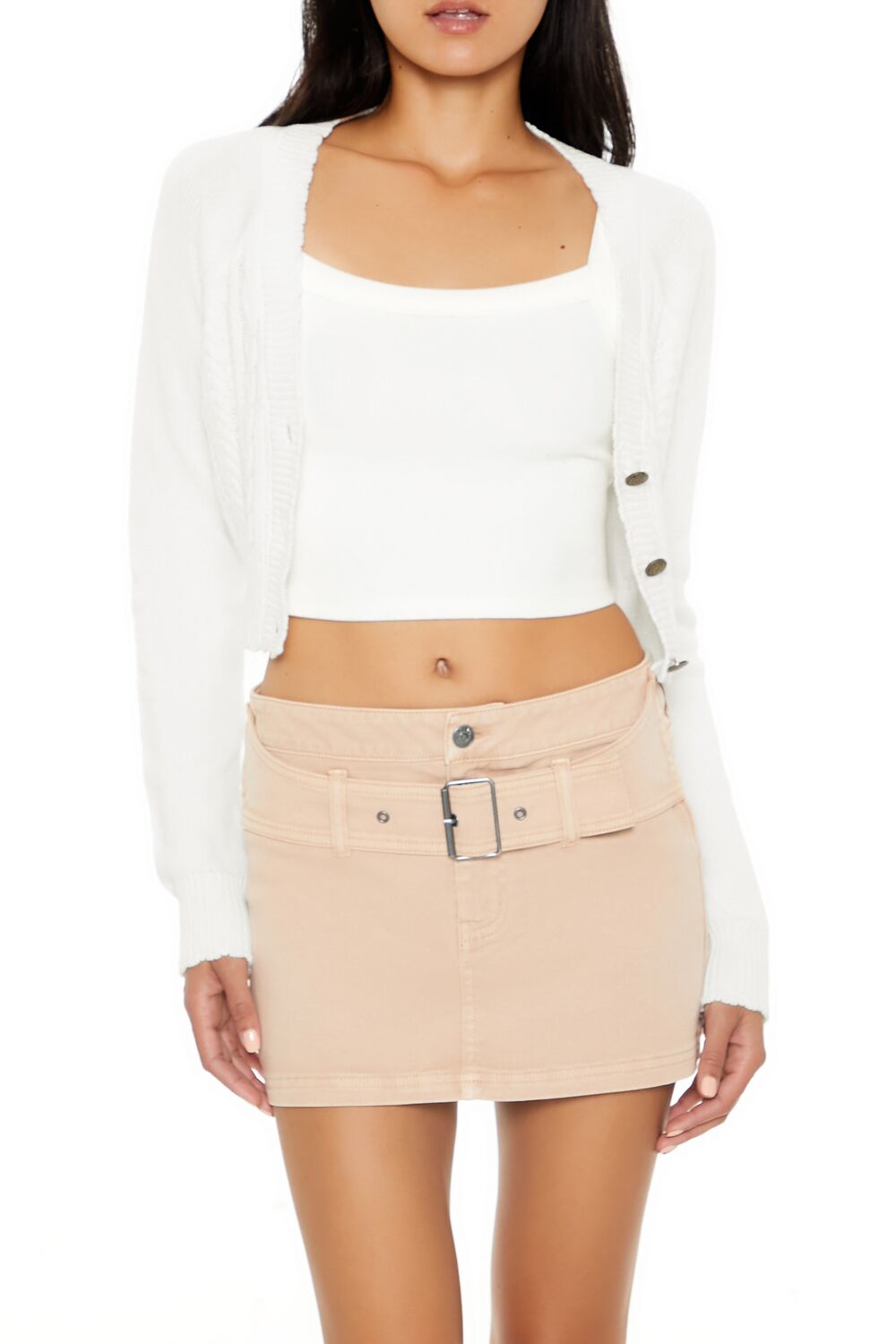 Cropped Mineral Wash Cardigan Sweater - Image 11