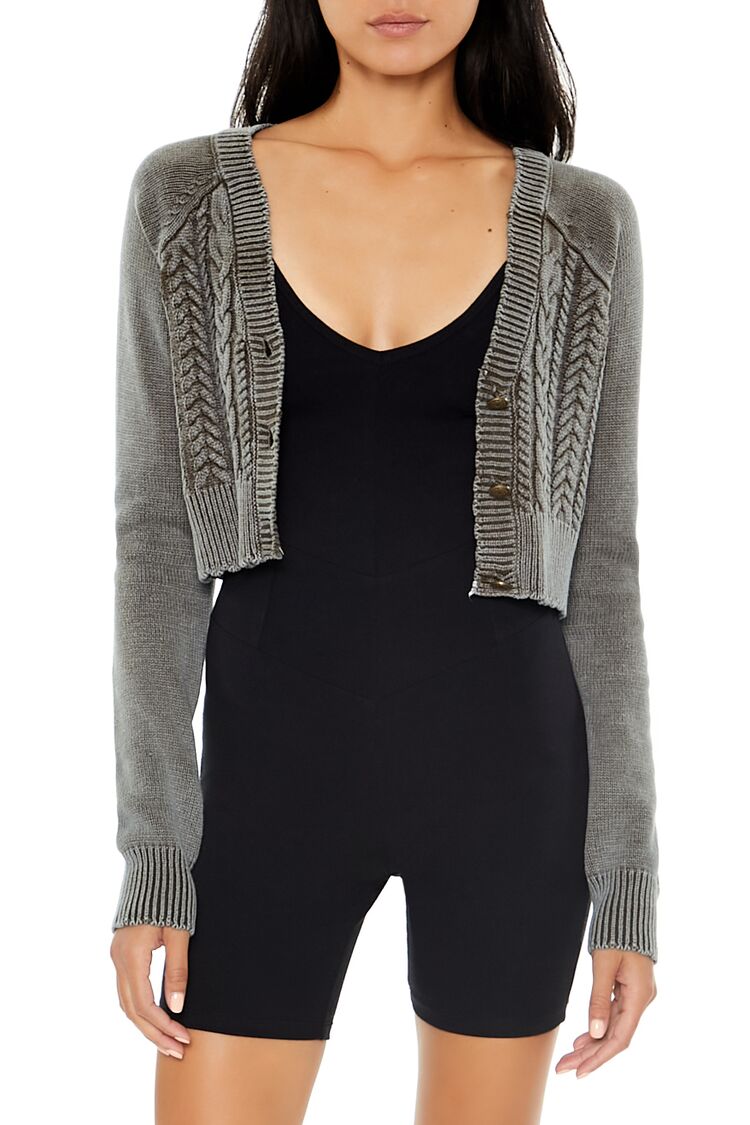 Cropped Mineral Wash Cardigan Sweater - Image 6