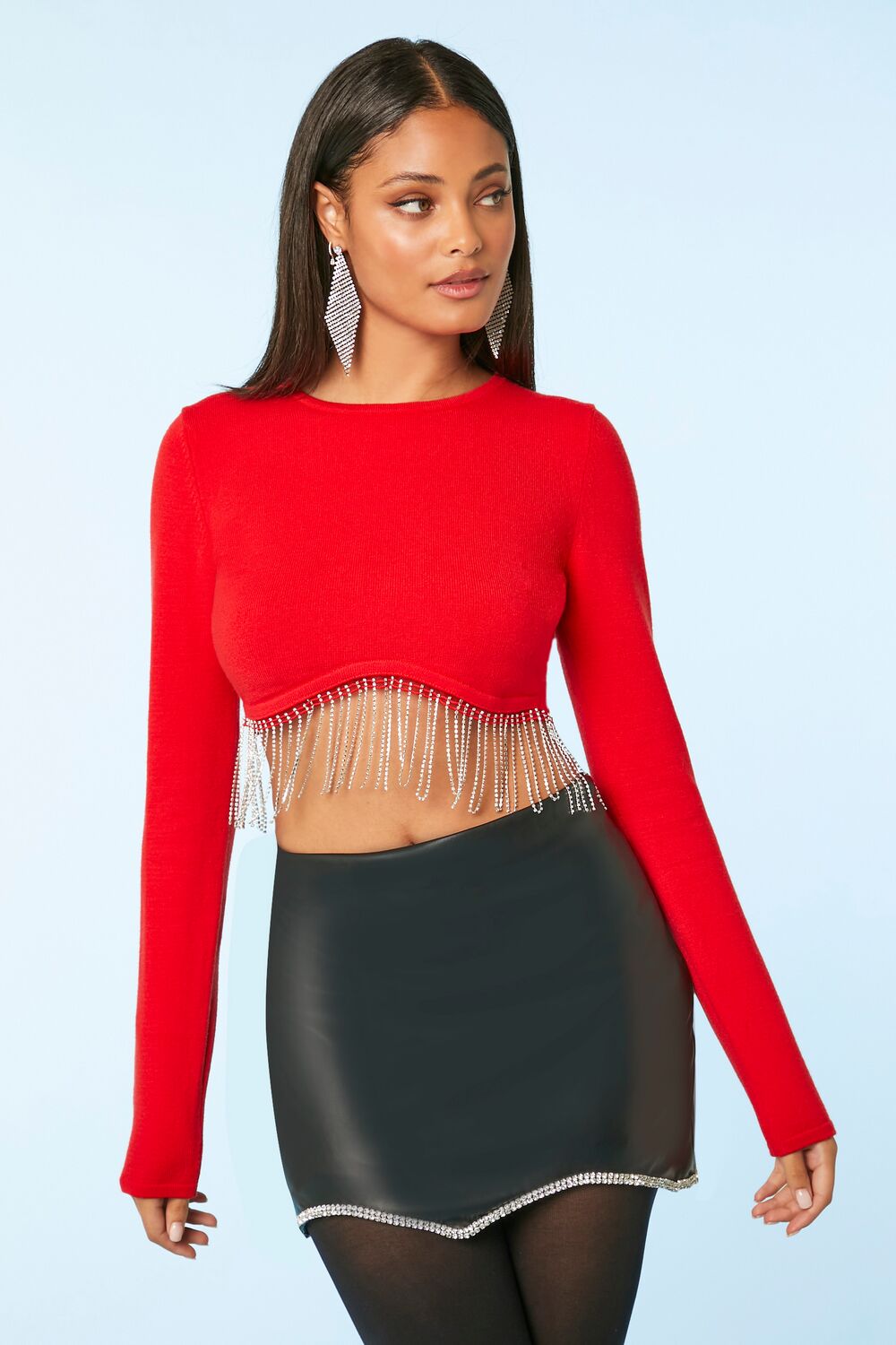 Rhinestone-Fringe Crop Top - Image 7