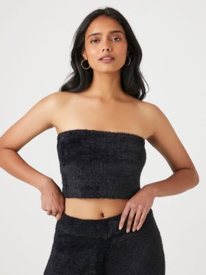 Fuzzy Sweater-Knit Tube Top