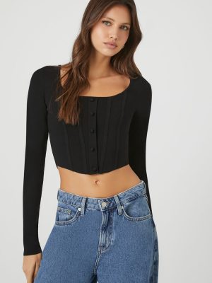 Sweater-Knit Seam Crop Top