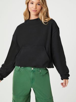 French Terry Drop-Sleeve Hoodie