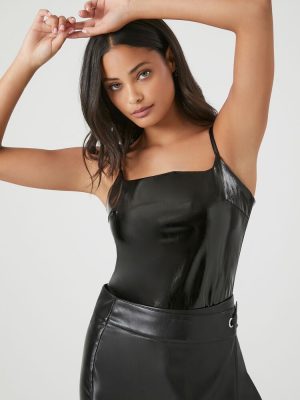 Faux Patent Leather Bodysuit