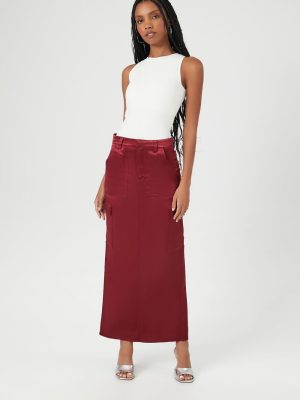 Satin Slit Midi Skirt
