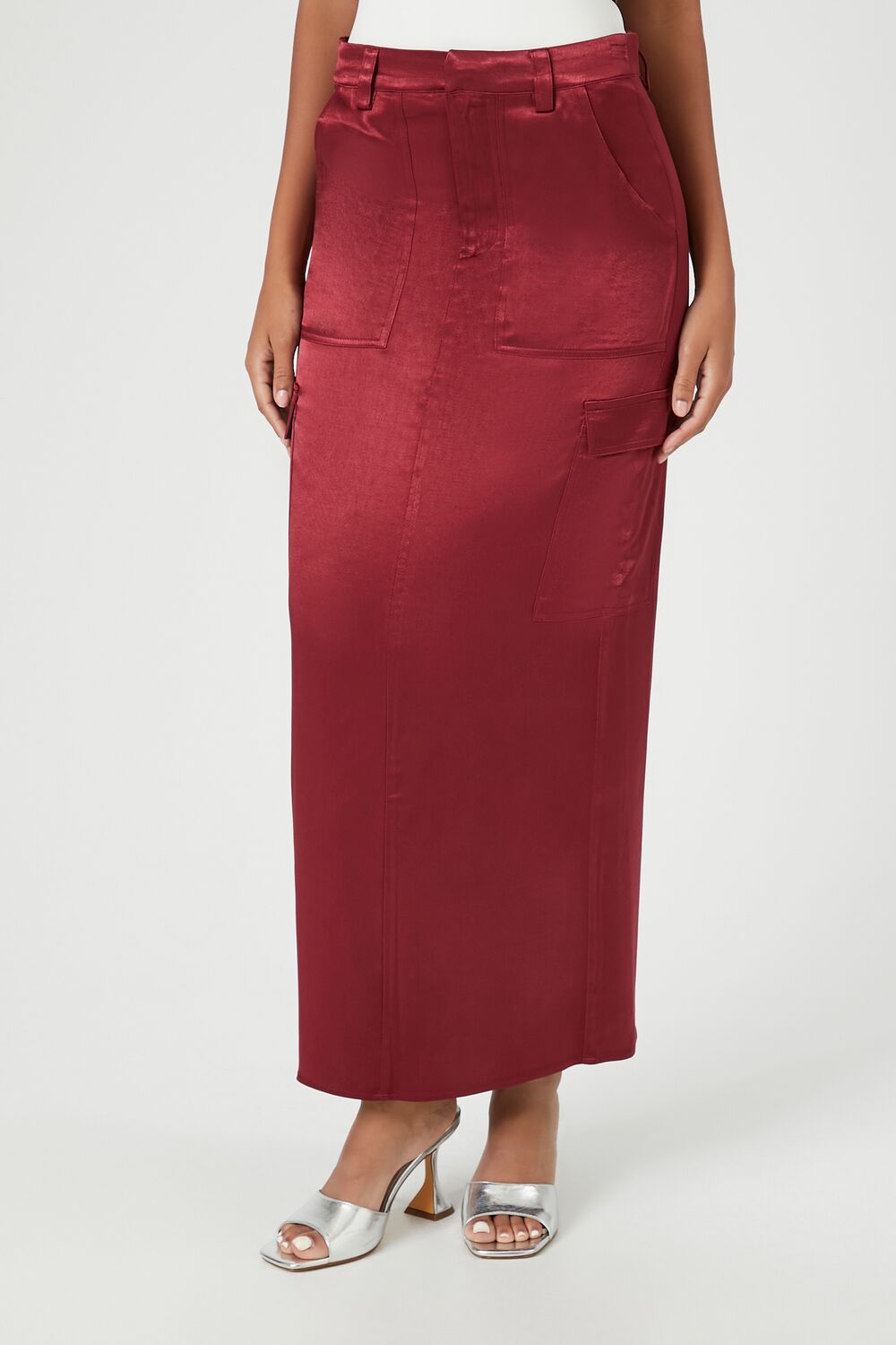Satin Slit Midi Skirt - Image 2
