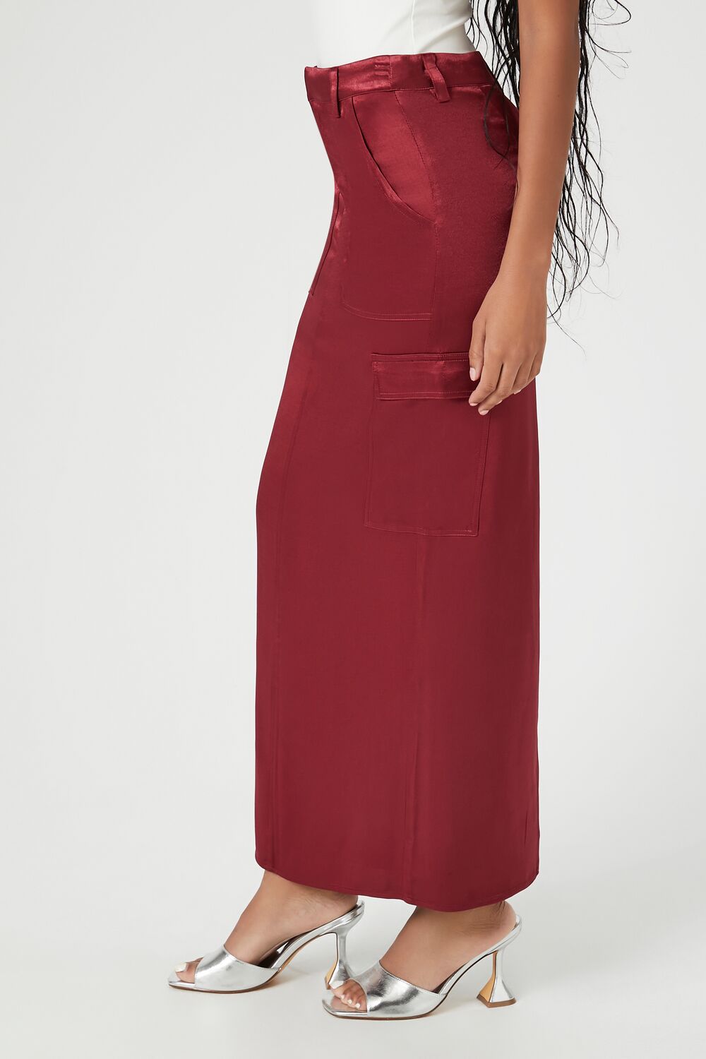 Satin Slit Midi Skirt - Image 3
