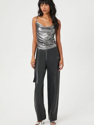 Faux Leather Cargo Ankle Pants