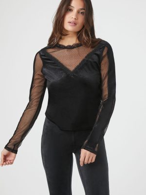 Sheer Lace Velvet Top