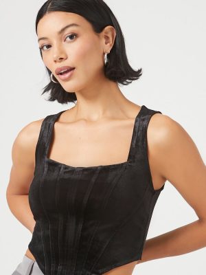 Velvet Bustier Cropped Tank Top