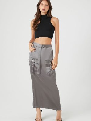 Satin Cargo Maxi Skirt