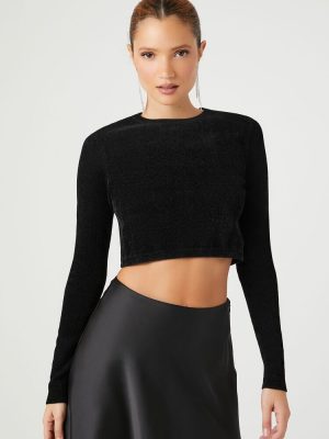 Cropped Long-Sleeve Sweater