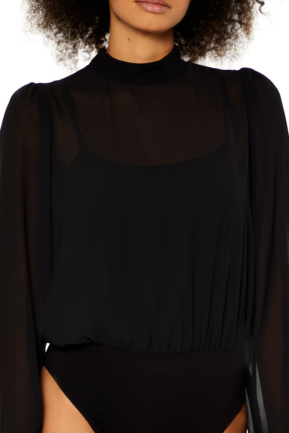 Chiffon Mock Neck Bodysuit - Image 9