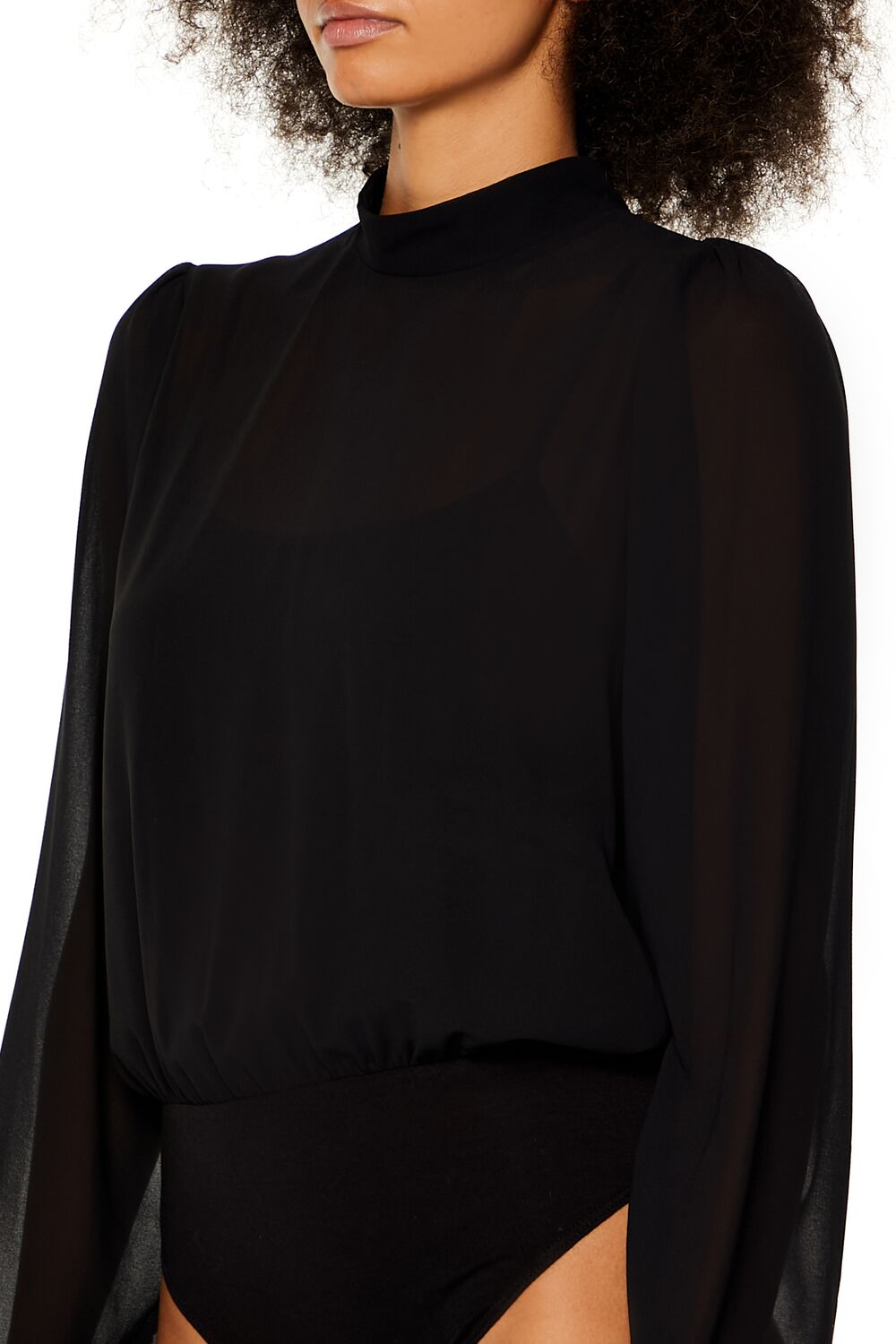 Chiffon Mock Neck Bodysuit - Image 10