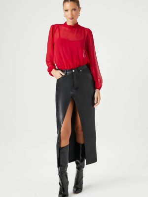 Chiffon Mock Neck Bodysuit